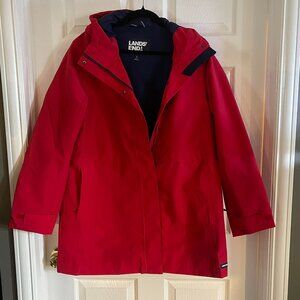 NWOT Women's Squall Hooded Waterproof Raincoat Land's End-Large